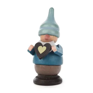 Miniaturfigur Zwerg mit Herz BxHxT 3x5,5x2cm NEU Holzfigur Weihnachtsfigur Holz