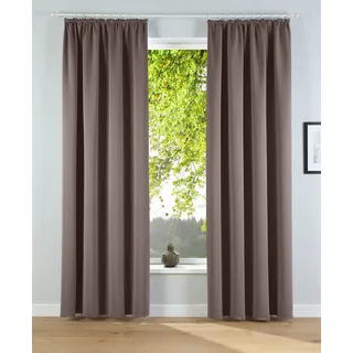 Verdunkelungsvorhang OTTO HOME "Solana, Gardinen mit Kräuselband, Vorhänge, Wohnzimmer, modern" Gr. 1, grau (kitt), B:140cm H:145cm, Polyester, Gardinen, Verdunkelungsvorhang, 2er-Set Verdunklungsvorhang mit Thermofunktion, Bestseller, einfarbig, Topseller