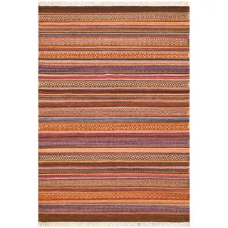 Cazaris Orientteppich , Blau, Multicolor , Textil , Streifen , rechteckig , 120x180 cm , Care & Fair, AZO-frei, Handmade in India , für Fußbodenheizung geeignet, in verschiedenen Größen erhältlich, leicht zusammenrollbar , Teppiche und Böden, Teppiche, Orientteppiche