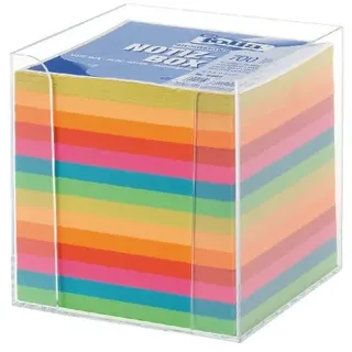 Folia Zettelbox transparent inkl. 700 Notizzettel farbig sortiert