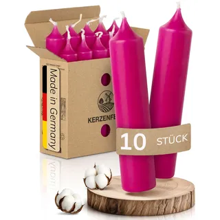 Kerzenfeld® Kurze Stabkerzen Pink, 2-fach getaucht, 10cm x 2,2cm | Made in Germany, Bunte Kleine Kerzen - Ohne Tropfen & Rußen - RAL-Zertifizierte Tafelkerzen, Tischdeko für Zuhause oder Event