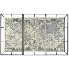 Home ESPRIT Set mit 3 Bildern, Weiß, Schwarz, Weltkarte, 222 x 8 x 140 cm (3 Teile)