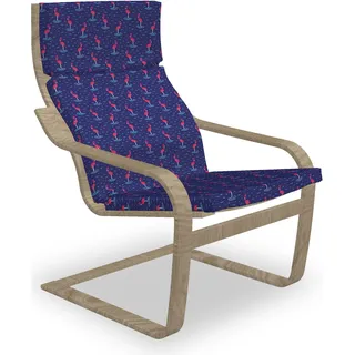 ABAKUHAUS Flamingo Poäng Sessel Polster, Wellenförmige See Birds, Sitzkissen mit Stuhlkissen mit Hakenschlaufe und Reißverschluss, Violet Blue Dunkel Coral