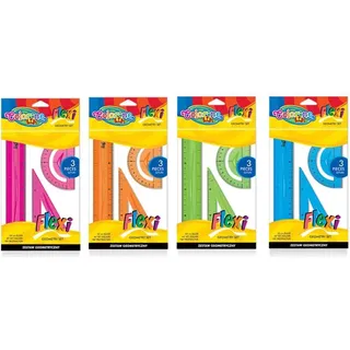 Geometrisches Set Augenbraue, Lineal und Winkelmesser Flexibel, langlebig - Rosa, Orange, Grün, Blau