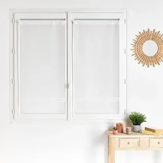 Vorhänge, Weiß, mit Makramee-Band, Stangentasche, 4 cm, romantischer Boho-Stil, 60 x 120 cm, 1 Paar