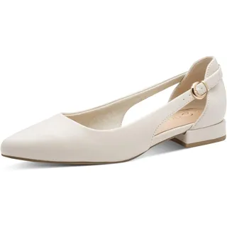 Marco Tozzi Damen Ballerinas weiches Feel Me Fußbett weiches Innenfutter Vegan Spitz, beige (Cream), 39 EU