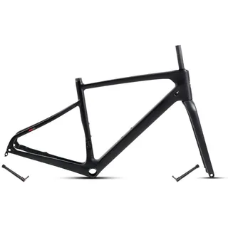HIMALO Gravel Rennrad-Rahmensatz Carbon 700C 45/48/51/54CM Scheibenbremse Rahmen Vorne 12x100mm Hinten 12x142mm Steckachsenrahmen Interne Verlegung Leichtgewicht(Black,51CM)