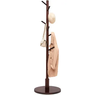 Yorbay Garderobenständer, Kleiderständer Massivholz, Garderobenständer in Baumform, Garderobe, 9 Haken für Jacken, Hüte, Taschen, für Flur, Schlafzimmer, Büro, Eingangsbereich, 179 cm, Braun