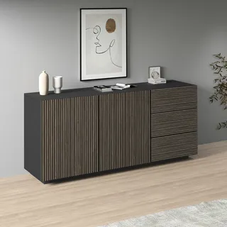Home Affaire Vega Sideboard 180 x 86 x 43 cm Schwarz / Anthrazit