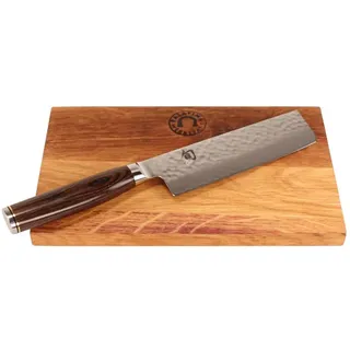Kai Shun Premier Tim Mälzer Nakirimesser TDM-1742 – Japanisches Damastmesser 14 cm mit VG-MAX Stahlkern & 32 Lagen – inkl. handgefertigtem Schneidebrett Unikat aus Fassdauben