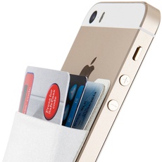 Sinjimoru Smart Wallet, (aufklebbarer Kreditkartenhalter) / Smartphone Kartenhalter/Handy Geldbeutel/Mini Geldbörse/Kartenetui für iPhones und Android Smartphones. Sinji Pouch Basic 2 Weiß