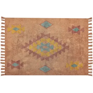 Beliani Kurzflor-Teppich Igdir 230/160 cm , Orange , Textil , Grafikmuster , Rechteckig , 160x230 cm , Teppiche und Böden, Teppiche, Orientteppiche
