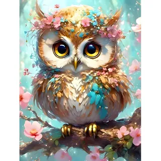 ParNarZar Diamond Painting Set 30x40cm 5D Diamant Malerei Bilder für Erwachsene & Kinder, owl Komplettset mit eckige steine, Full Drill DIY Kunsthandwerk Wanddeko