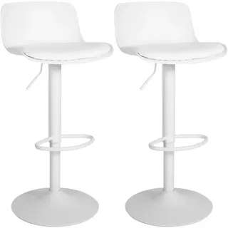 CLP Barhocker 2er Set Lederlook weiß , Weiß , Metall , 43.5x75x46 cm , Esszimmer, Barmöbel, Barhocker