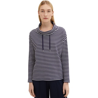 TOM TAILOR Damen Sweatshirt mit Schalkragen aus Bio-Baumwolle