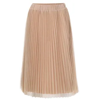 Schlupfrock GOLDNER "Festlicher Plisseerock aus schimmerndem Mesh", Damen, Gr. 48, gold (goldfarben), Obermaterial: 100% Polyester PES., normal, Röcke Schlupfrock, mit Glanzgarnen