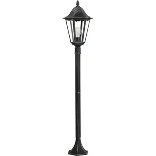 EGLO Außenleuchte Aluguss und Glas H120 cm E27 IP44 schwarz mit Silber-Patina