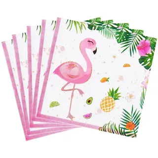 WERNNSAI Flamingo Servietten – 50 Stück Rosa Flamingo Geburtstags Deko Mädchen Kinder Hawaii Sommerparty Gartenparty Geburtstagsparty Servietten Dekorationen