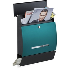 Bild von Design Briefkasten mit Zeitungsfach schwarz/grün