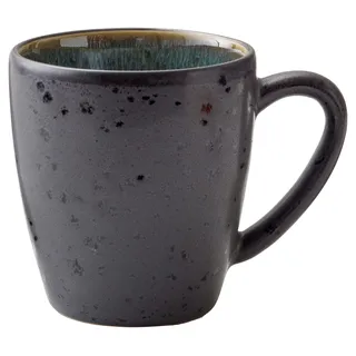 BITZ Becher, Kleiner Kaffeebecher aus Steingut, 19 cl, Schwarz/Grün