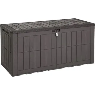 YITAHOME Außenspeicherbox 450L wasserdichte Deckbox für Gartengeräte Terrassenkissen Swimmingpool-Zubehör verschließbar einfach zusammenzubauen vielseitiger Sitzbank oder Tisch,dunkelbraun