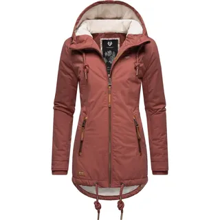 Winterjacke RAGWEAR "Winterjacke Zuzka Winter", Damen, Gr. L, rot (terracotta22), Obermaterial: 100% Polyester PES.  Obermaterial: Futter: 100% Polyester PES. 100% Polyester PES., tailliert Po-bedeckend, Rippstrickbündchen, Jacken Winterjacke, Wasserdichter Winterparka mit Teddyfleece Innenfutter