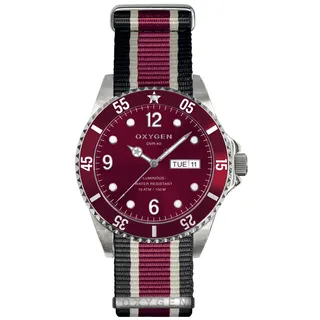 Oxygen Grape 40 Unisex-Quarzuhr mit rotem Zifferblatt, Analog-Anzeige und mehrfarbigem Nylonband, EX-D-GRA-40-NN-BLIVPL, Rot/Mehrfarbig, Armband