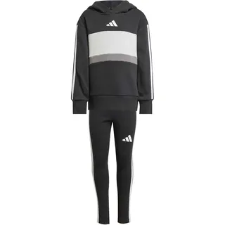 adidas Girl's Seasonal Essentials TIBERIO 3 Stripes Fleece Leggings Set, Black/White/Grey Two, 4-5 Years