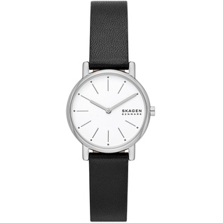 Skagen Signatur Uhr für Damen, Quarzwerk mit Edelstahl- oder Lederarmband, Schwarz und Weiß, 30MM