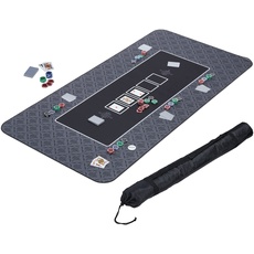Relaxdays Pokermatte 180 x 90 cm, Texas Holdem, Pokertischauflage groß, rutschhemmend, Polyester, Pokerzubehör, schwarz