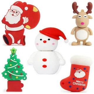LEIZHAN USB-Stick 5 Stück 16GB Speicherstick mit Niedlichen Weihnachtsserie Geschenk für Studenten und Kinder
