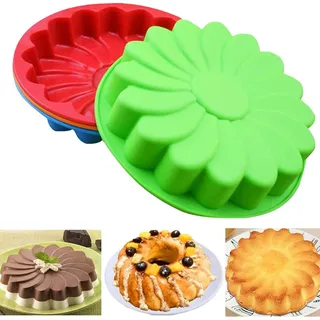 LATRAT 3PCS Silikon Blume Kuchenform Silikonbackformen Runde, Gugelhupfform Für Geburtstagsfeiern, Valentinstag, Muttertag, Hochzeiten, Freundesversammlungen, Zufällige Farbe