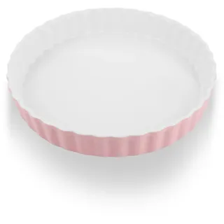Oungy Quicheform Keramik Ø26CM Rund Tarteform Keramik Auflaufform Rund Rosa Quicheform, 26 x 26 x 4CM