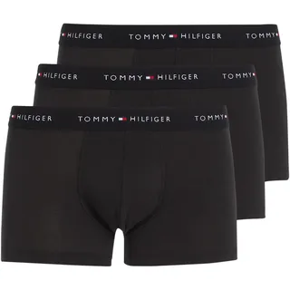 Tommy Hilfiger Herren 3er Pack Boxershorts Trunks mit Logobund, Schwarz (Black/Black/Black), L
