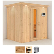 Bild von Sauna »Bedine«, (Set), 9 KW-Bio-Ofen mit externer Steuerung beige