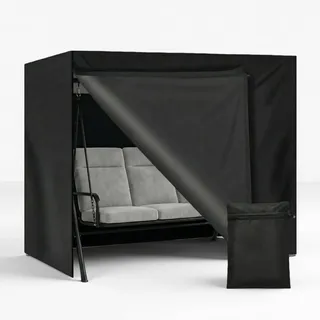 Hollywoodschaukel Abdeckung 2 Sitzer, mit Reißverschlüssen & Gurten | 420D Oxford, Wasserdicht, Wetterfest, UV-Beständig, Schutzhülle für Gartenschaukel, Schaukelbank, 175x125x160cm