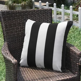 SK Studio 2 Stück Outdoor Kissen Wetterfest Wellen Gestreift Kissenbezug Sofakissen Dekorativ für Garten Sofa Wohnzimmer Bett Streifen Schwarz, 45x45cm