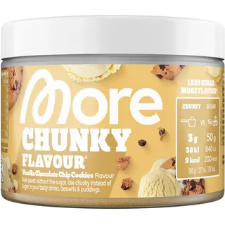 MORE Chunky Flavour, Vanilla Chocolate Chip Cookie, 150 g | Geschmackspulver zum Süßen, ohne viel Zucker und Kalorien, mit Inulin und Laktase