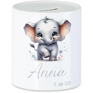 Spardose Kinder mit Namen Personalisiert, Tiermotiv Waschbär Geschenk für Junge & Mädchen Geburtstag, Weihnachten, Geburt und Taufe - Sparschwein Geldgeschenk und Wunscherfüller