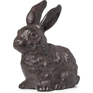 Dekofigur Hase aus Gusseisen braun Antik-Look - Gartendeko Osterhase wetterfest für draußen - dekorative Hasenfigur als Tierfigur für Garten Terrasse Balkon ca. 22x11x22 cm - Braun