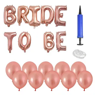 BRIDE TO BE Luftballons Rosa Gold - TIMESETL 13Teilig 16Zoll BRIDE TO BE Ballons Banner, 12Zoll Latex Ballons Rosegold Hochzeitsdeko Luftballons Ballonpumpe Weiß Band für Brautdusche Party Dekoration