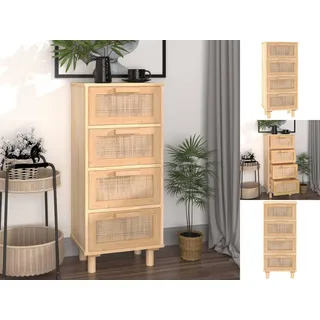 vidaXL Sideboard Braun 40x30x90 cm Massivholz Kiefer und Natur-Rattan