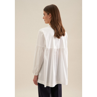 Klassische Bluse SEIDENSTICKER "Schwarze Rose", Damen, Gr. L (40), weiß, 97% Baumwolle, 3% Elasthan, unifarben, regular fit, Rundhals, Blusen Klassische Bluse, 1/1 Rundhals Uni