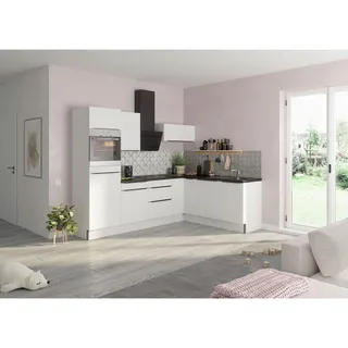 Optifit Eckküche , Weiß, Weiß Hochglanz , Metall , 3 Schubladen , L-Form, nur wie online abgebildet bestellbar , 270x200 cm , Made in Germany, DIN EN ISO 14001, DIN EN ISO 50001, DIN EN ISO 9001, AGR-geprüft , Zusatzausstattung erhältlich, höhenverstellbare Füße , Küchen, Küchenzeilen & Küchenblöcke, Eckküchen, Eckküchen ohne Geräte