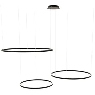 s.luce Led-Hängeleuchte 3er Ring Schwarz Ø 120 | 100 | 80cm , Metall , Rund , LED integrated , F , 120x3.3x1.3 cm , Lampen & Leuchten, Innenbeleuchtung, Hängeleuchten, Pendelleuchten