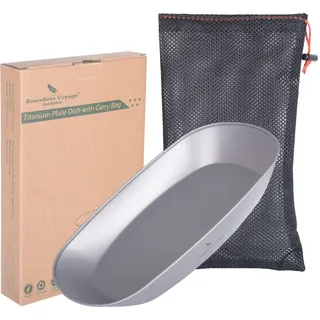 Boundless Voyage Titanium Pfanne Essteller Ultraleichtes Geschirr mit Tragetasche Outdoor Camping Tragbares Geschirr Pasta Salat Teller Ti1114T