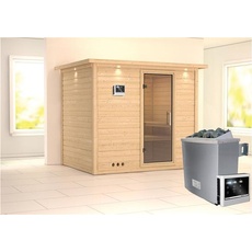 Bild Sauna Sonara 40mm Kranz Saunaofen 9kW extern Klarglastür