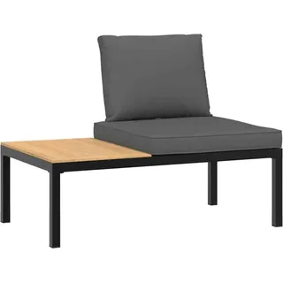 vidaXL Gartenbank mit Kissen Schwarz Aluminium - Schwarz