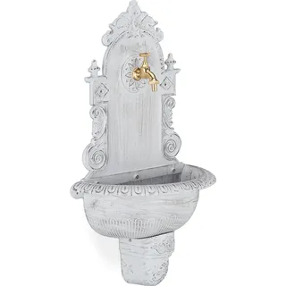 relaxdays XL Wandbrunnen antik - Weiß