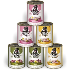 DOGGY Dog Paté Mix Sensitive, 6 x 800 g, Nassfutter für Hunde im Probierpaket, Hundefutter getreidefrei mit Lachsöl und Grünlippmuschel, besonders gut verträgliches Alleinfuttermittel, Made in Germany